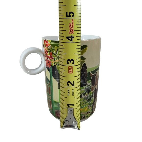Juan Valdez Cafe Mountains Mug Green 4" Circle Handle Fields Burro Donkey Farmer - Picture 9 of 10